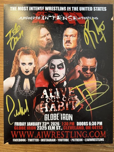 Aiw wrestling autographed - aiw,